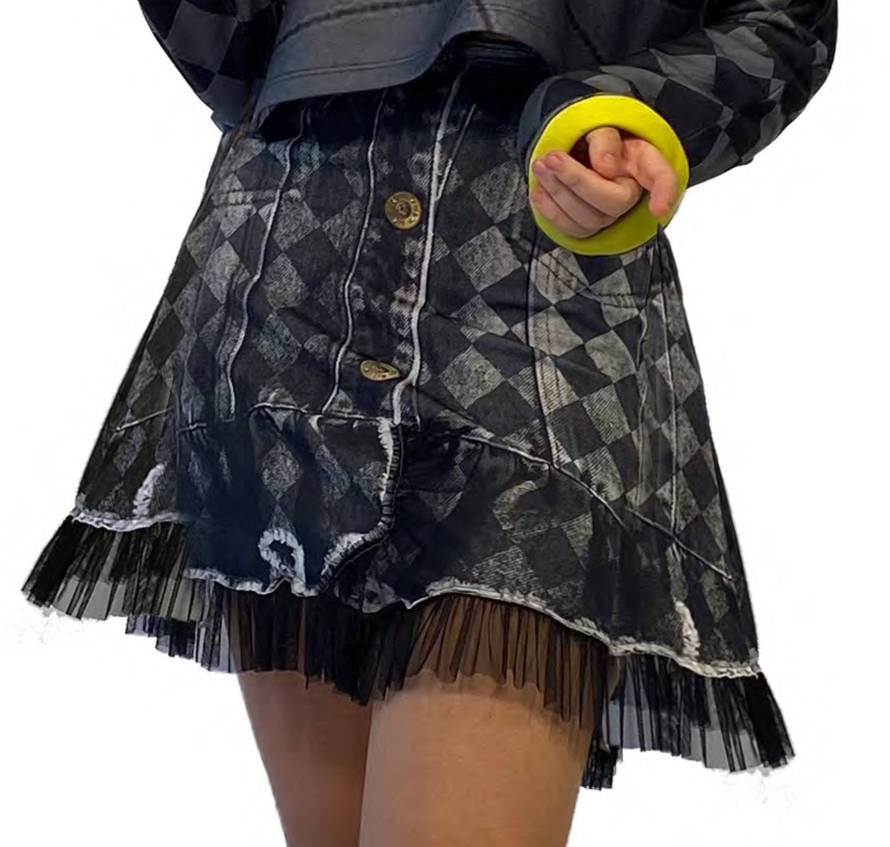 IPNG: Art Is My Body In Rhythm Flared Denim Illusion Skirt