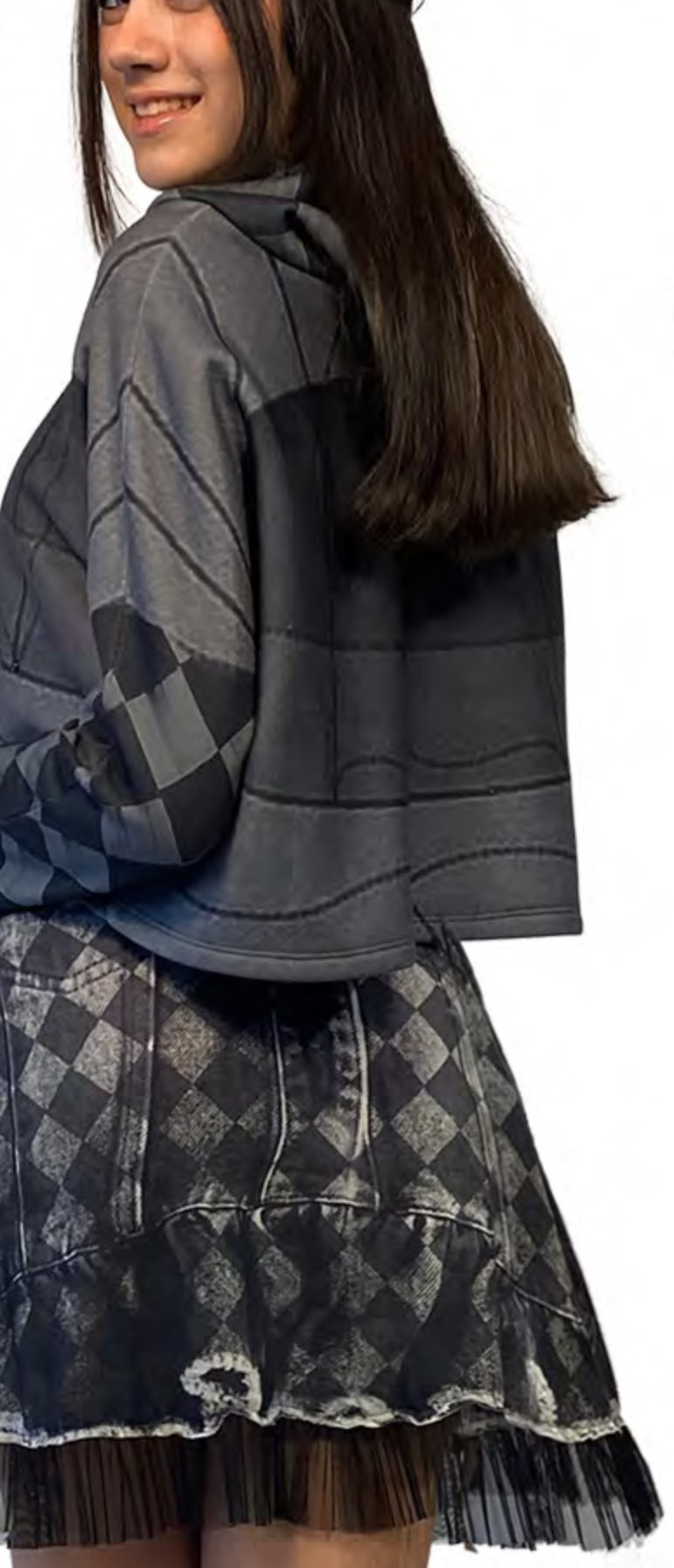 IPNG: Art Is My Body In Rhythm Flared Denim Illusion Skirt
