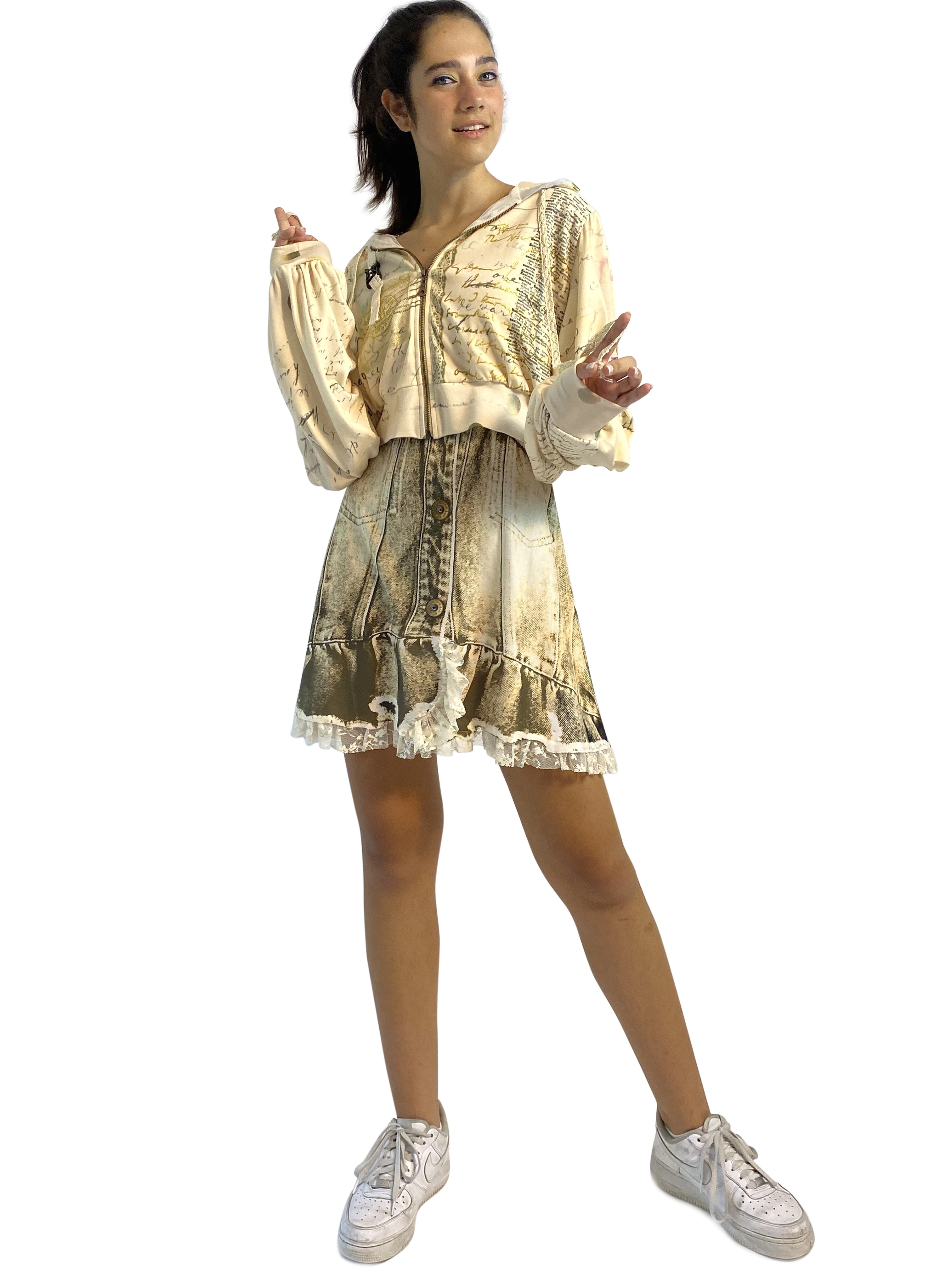 IPNG: If I Was Dancing In Paris Flared Illusion Hoodie Puff Jacket