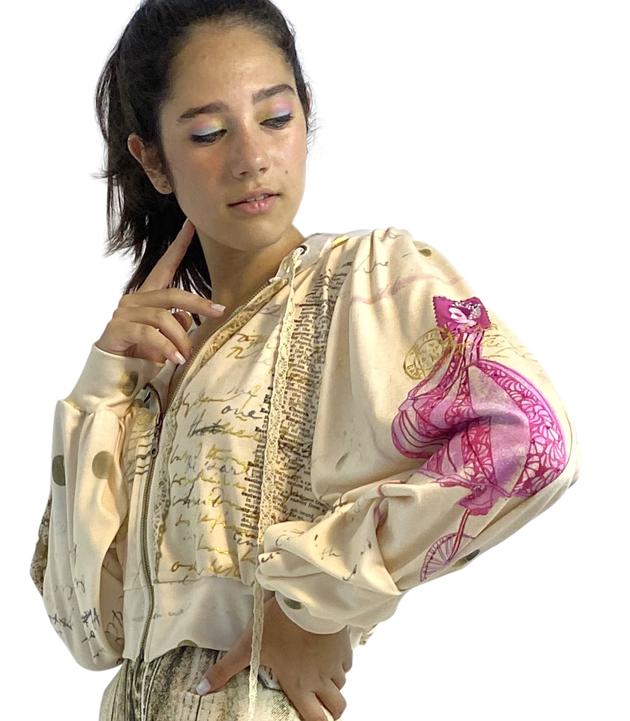 IPNG: If I Was Dancing In Paris Flared Illusion Hoodie Puff Jacket