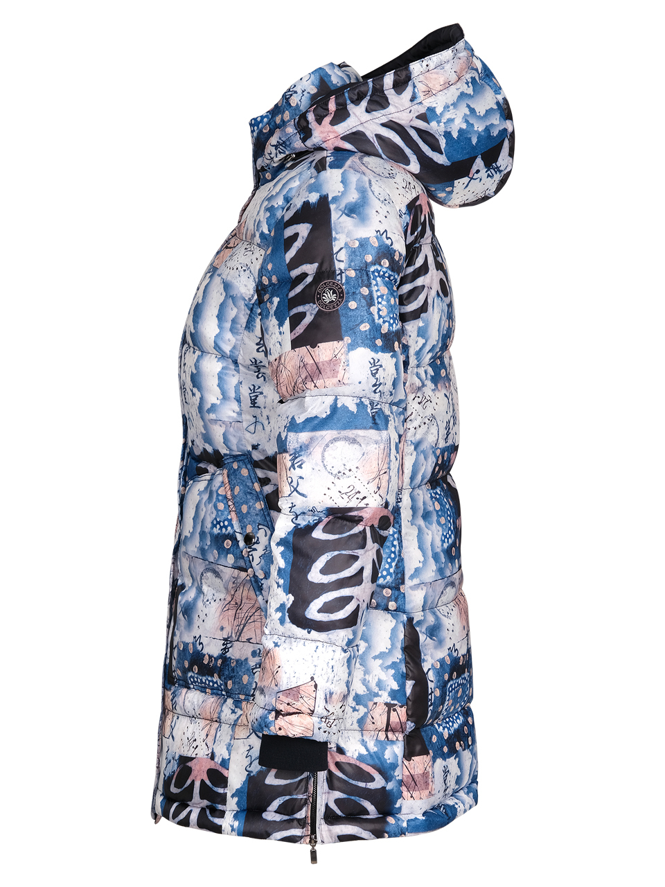 Simply Art Dolcezza: Papers In Color Abstract Art Long Puffer Coat (With Side Zips!)