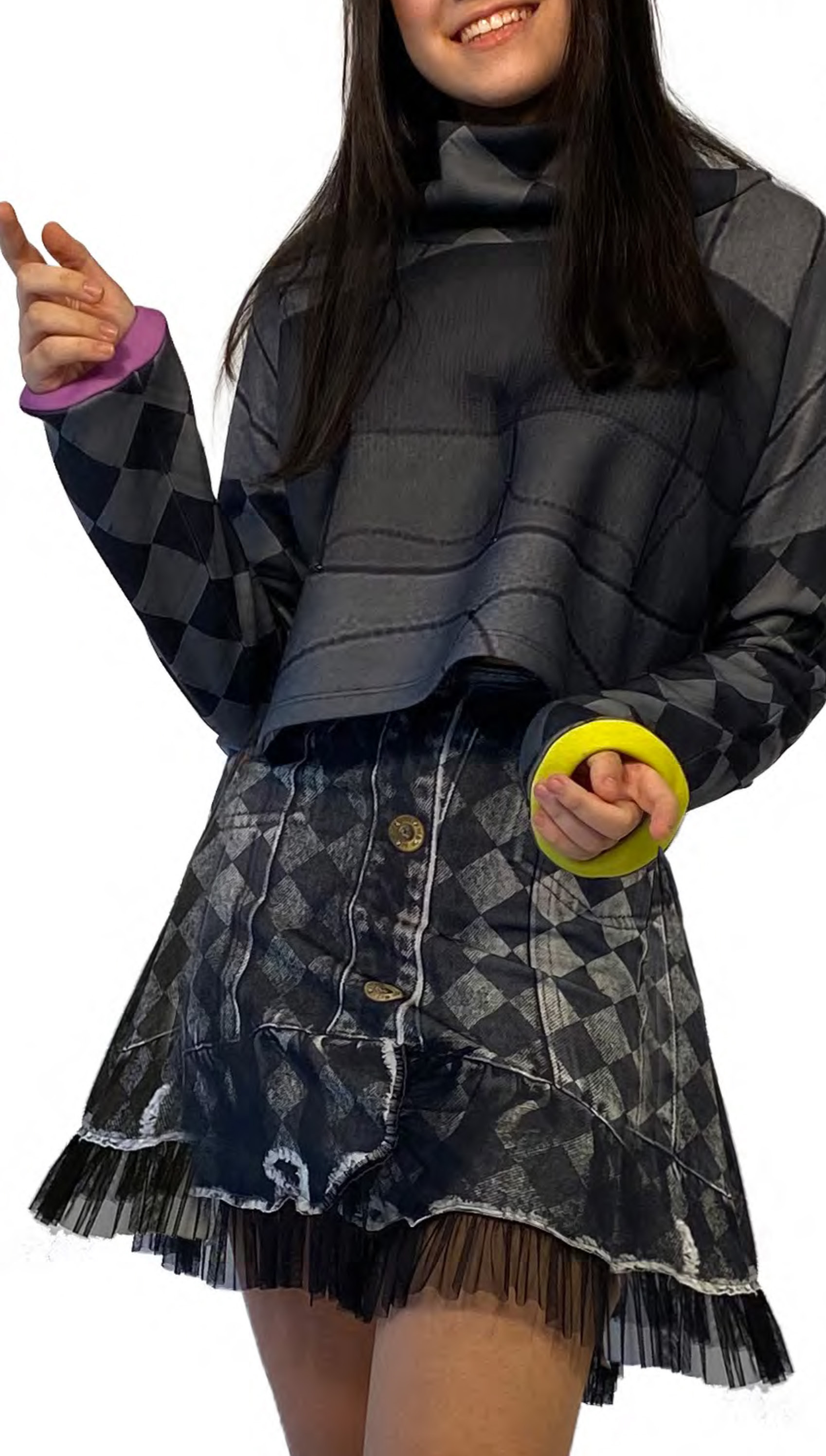 IPNG: Art Is My Body In Rhythm Flared Denim Illusion Blouse T Mini (Available in 2 Lengths!)