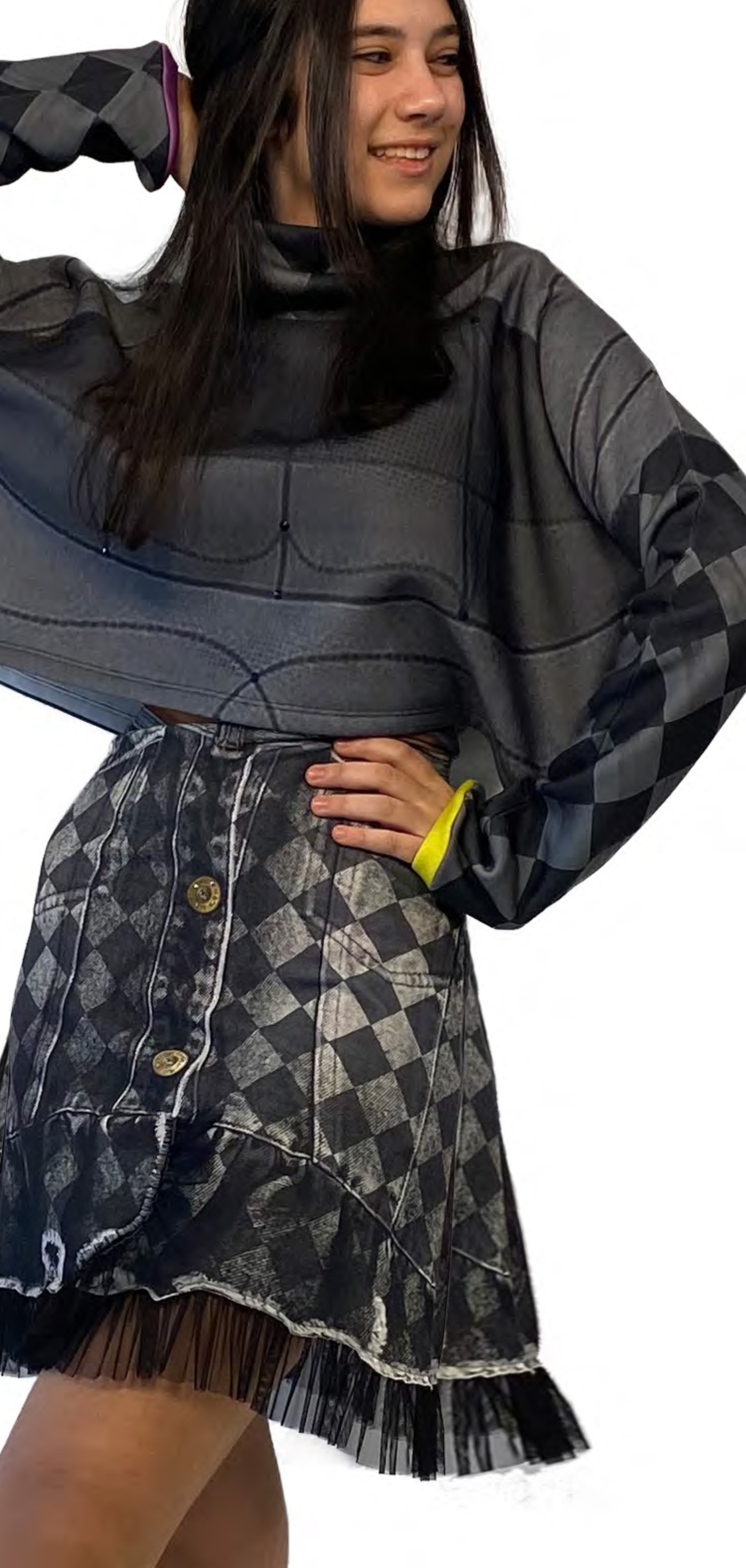 IPNG: Art Is My Body In Rhythm Flared Denim Illusion Blouse T Mini (Available in 2 Lengths!)
