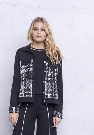 Maloka: The Colors Of Coco Chanel Jacquard Stretch Denim Jacket