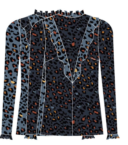 Paul Brial: Fancy Footprint Ruffled Blouse