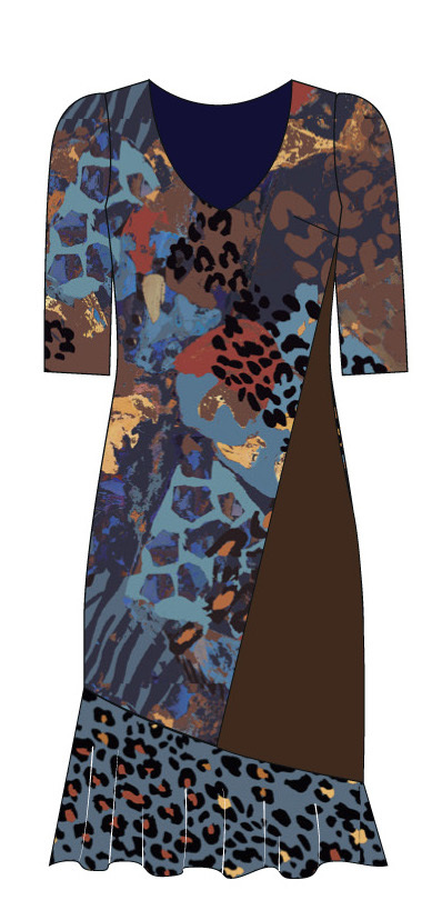 Paul Brial: Fancy Footprint Ruffled Dress