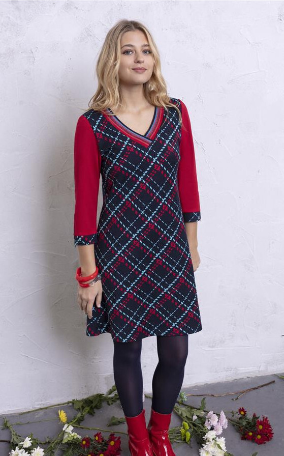 Maloka: Jacquard Tartan Flared Dress (2 Left!) MK_TAMY