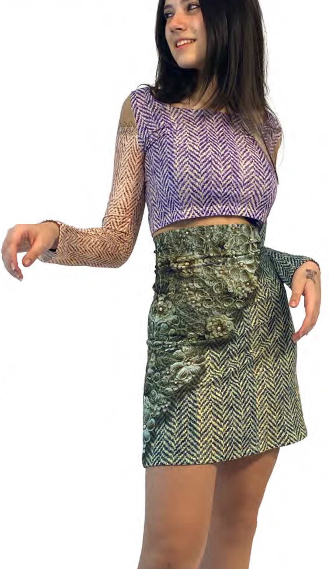 IPNG: Mood Of Flavour Tweed Illusion Mini Shirt (Comes In 2 Lengths!)