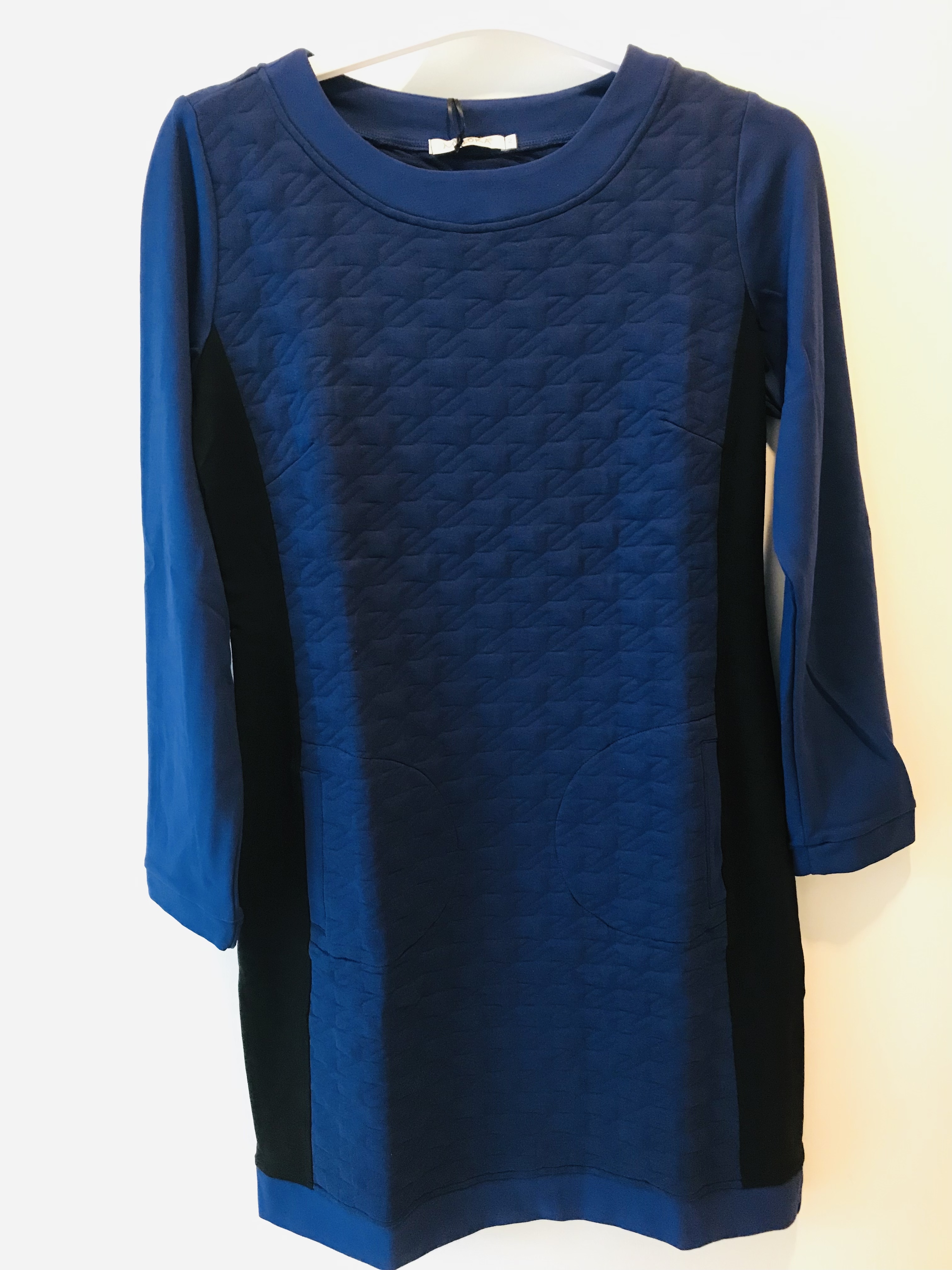 Maloka: Color Contrast Quilted Pocket Dress (Only in Electric Blue/Black, 2 Left!)