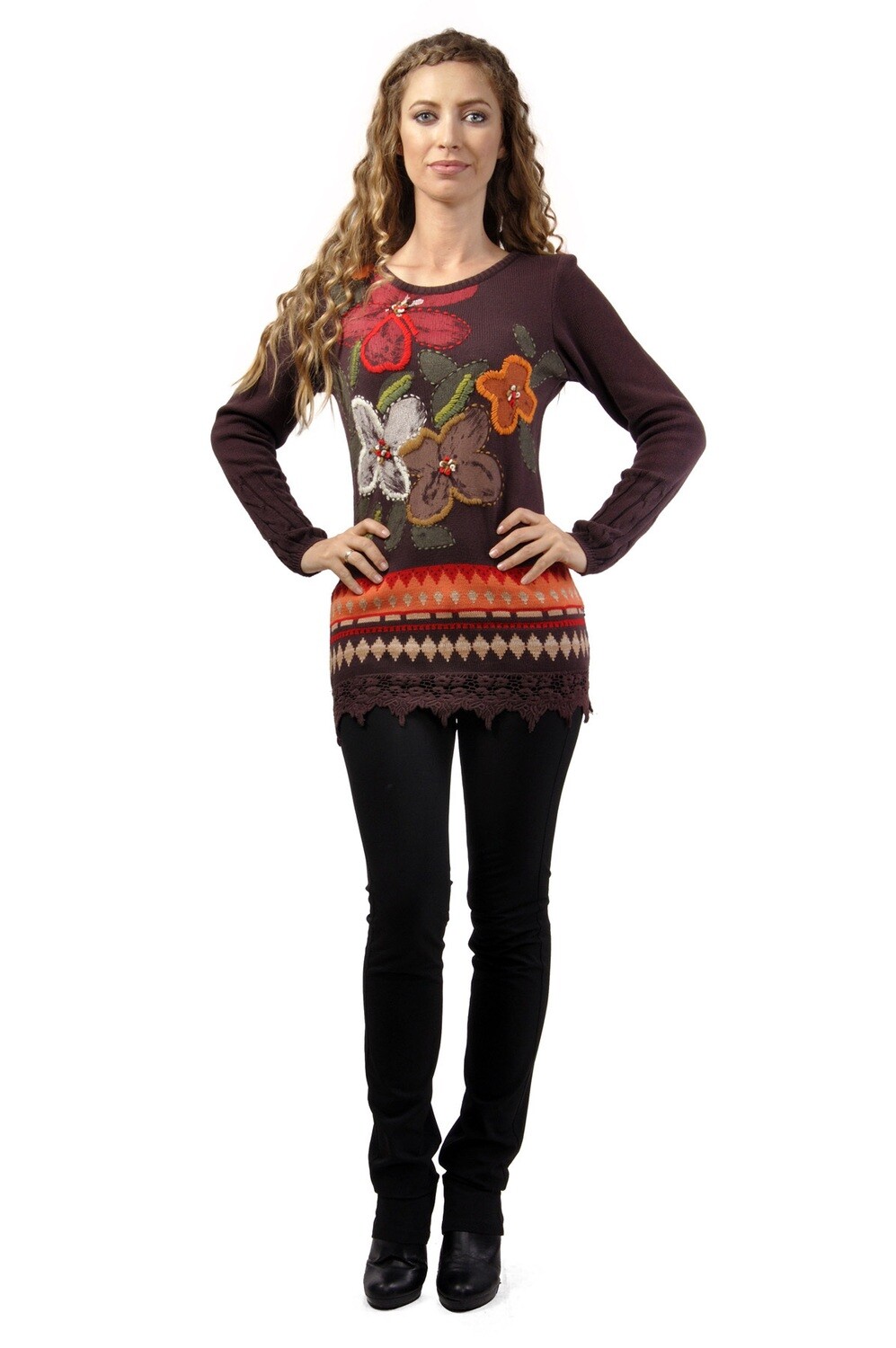 Savage Culture: Woolen Flower Jacquard Sweater Tunic SOLD OUT