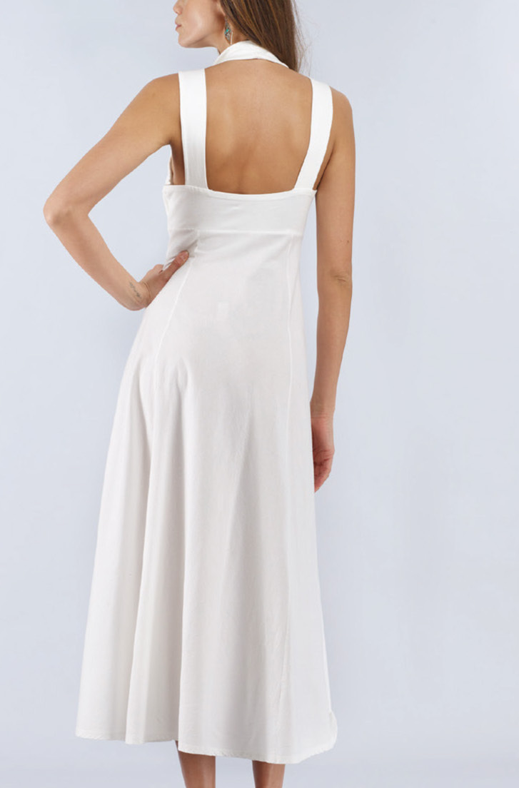 Luna Luz: Diamond Neck Cotton Muslin Dress (Ships Immed in Black, 2 Left!)