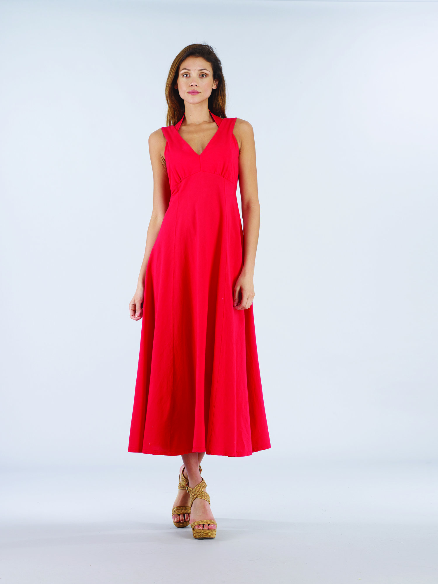 Luna Luz: Diamond Neck Cotton Muslin Dress (Ships Immed in Black, 2 Left!) LL_547_BLACK