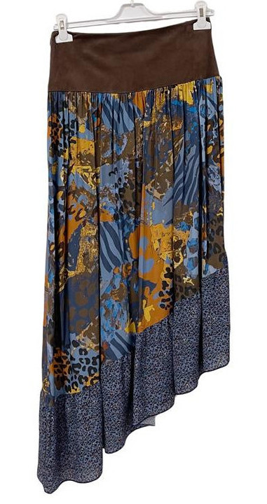 Paul Brial: Fancy Footprint Diagonal Cut Maxi Skirt