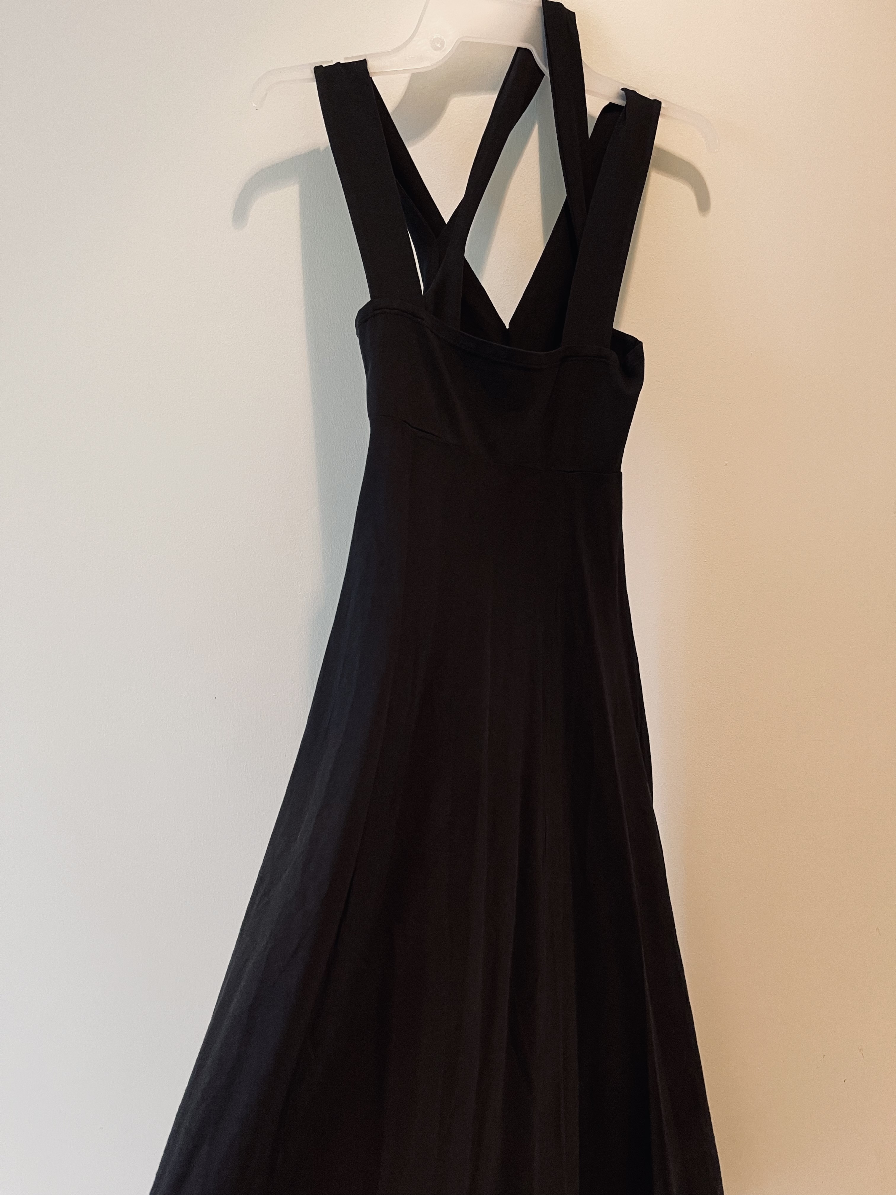 Luna Luz: Diamond Neck Cotton Muslin Dress (Ships Immed in Black, 2 Left!)