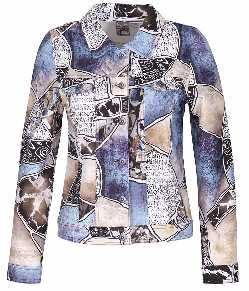 Simply Art Dolcezza: Blue Mood Print Abstract Art Soft Denim Jacket (2 Left!) Dolcezza_Simply_Art_71689