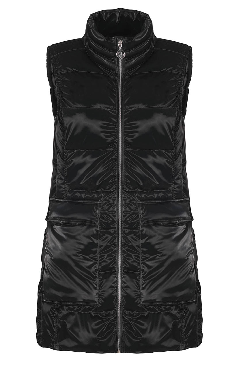 Dolcezza: Exquisite Black Shimmer Quilted Extra Long Pocket Vest (1 Left!)