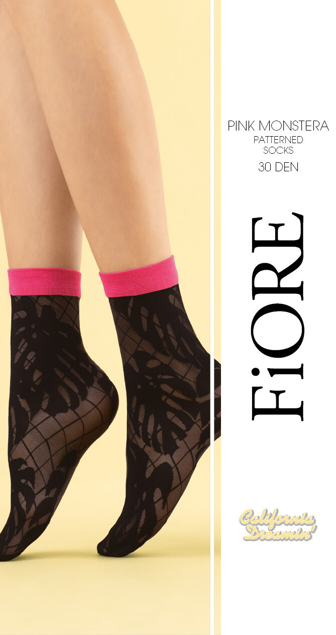 Fiore: Luscious Pink Cuffed Patterned Socks