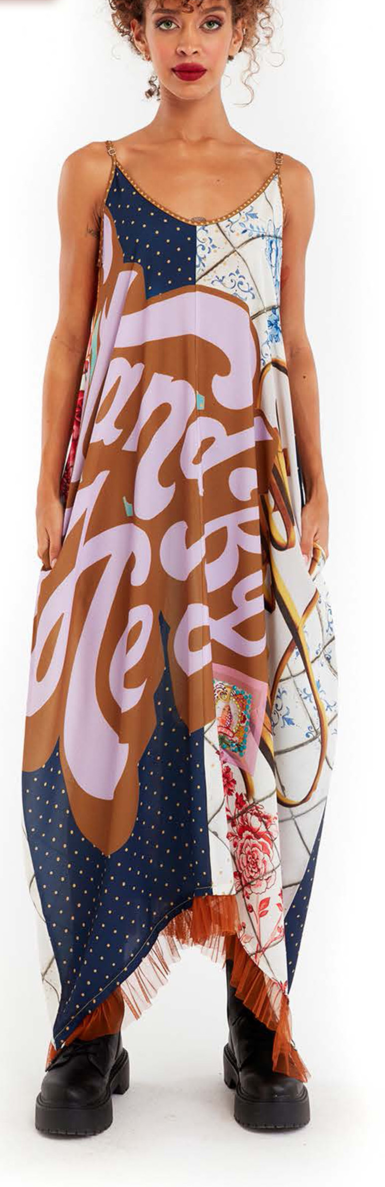 IPNG: Ocean Washed Tiled Illusion V-Cut Maxi Dress