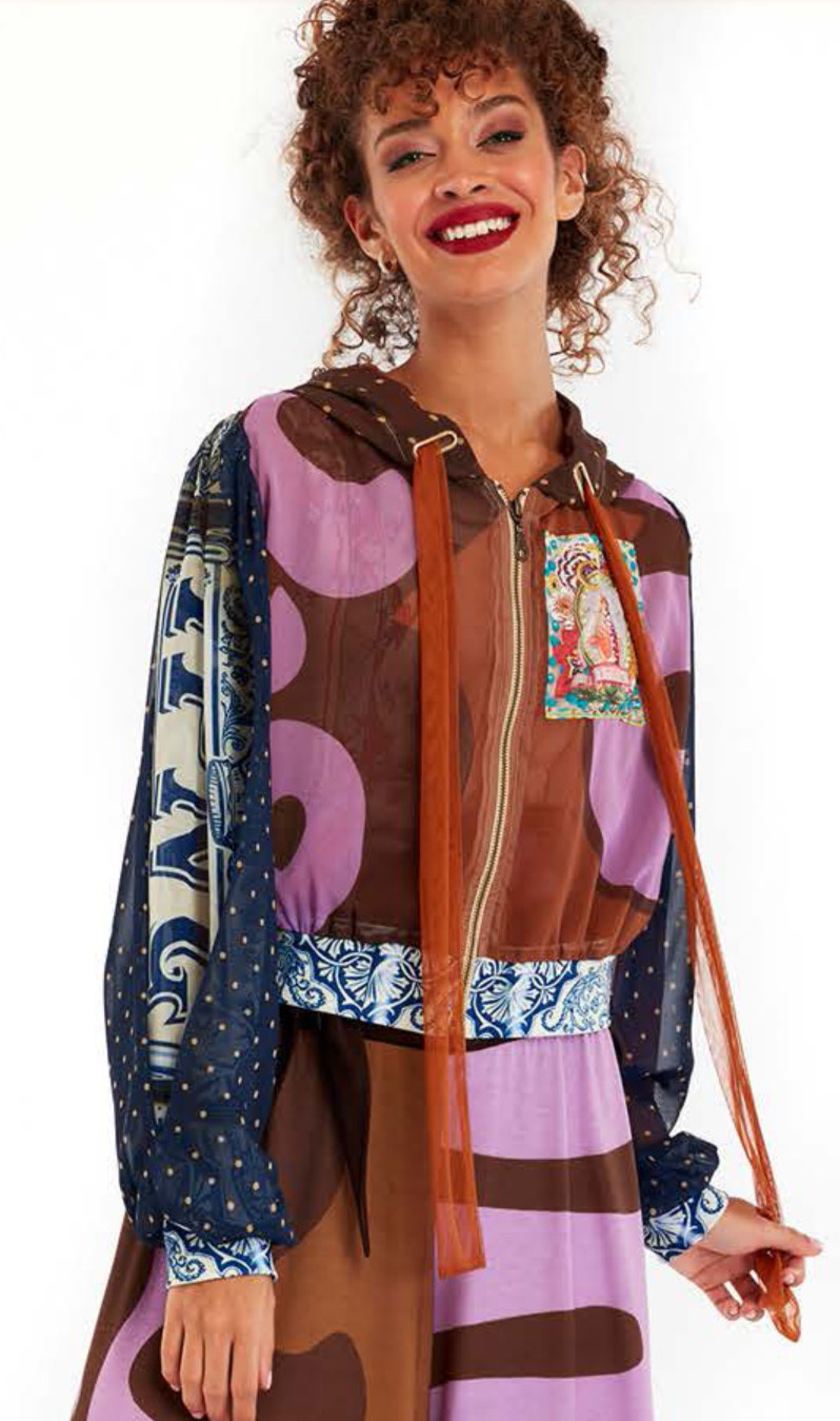 IPNG: Ocean Washed Tiled Hoodie Puff Illusion Zip Jacket