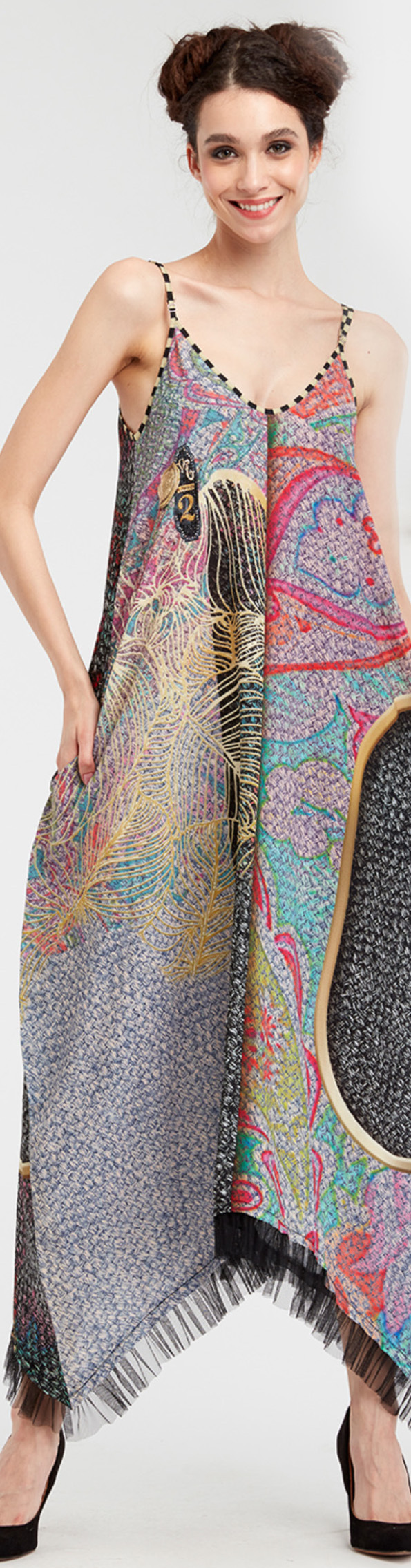 IPNG: Royal Summer Stamp Illusion V-Cut Maxi Dress (Some Ship Immed!)