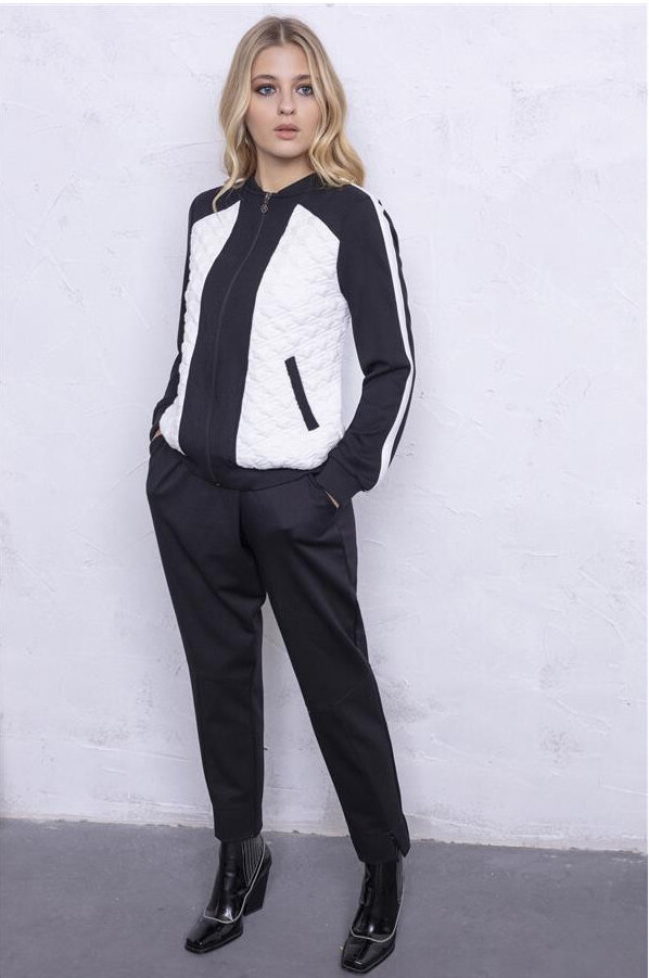 Maloka: Color Contrast Quilted Zip Up Jacket (Only Electric Blue/Black!)