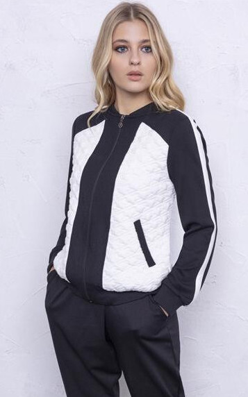Maloka: Color Contrast Quilted Zip Up Jacket (Only Electric Blue/Black!) MK_MAIRE