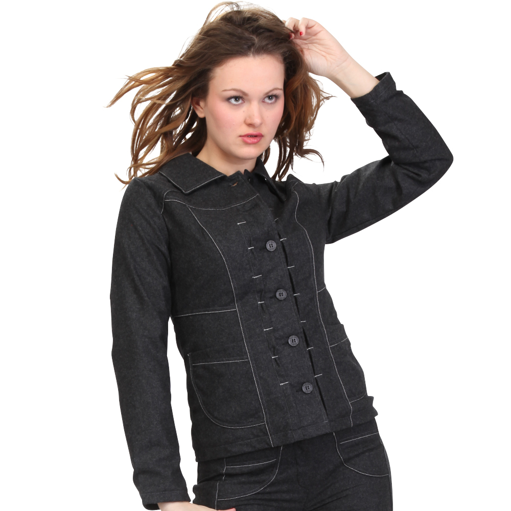 S'Quise Paris: Button Up Traced Denim Jacket SQ_1131
