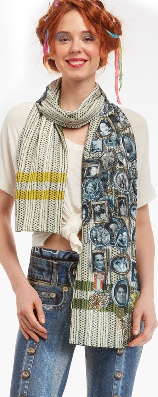 IPNG: Destructive Denim & Knit Illusion Grand Familia Scarf (Ships Immed, 1 Left!)