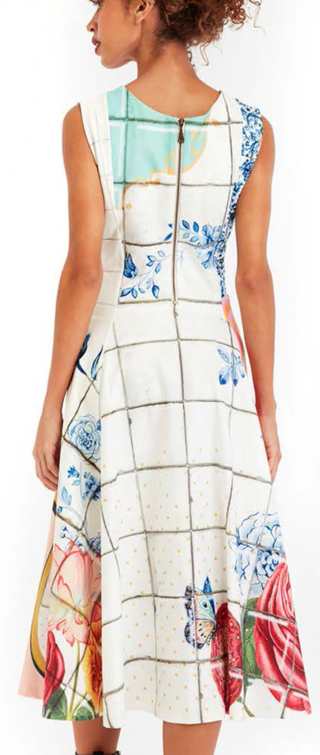 IPNG: Ocean Washed Tiled Illusion Midi Zip Dress (Some Ship Immed!)