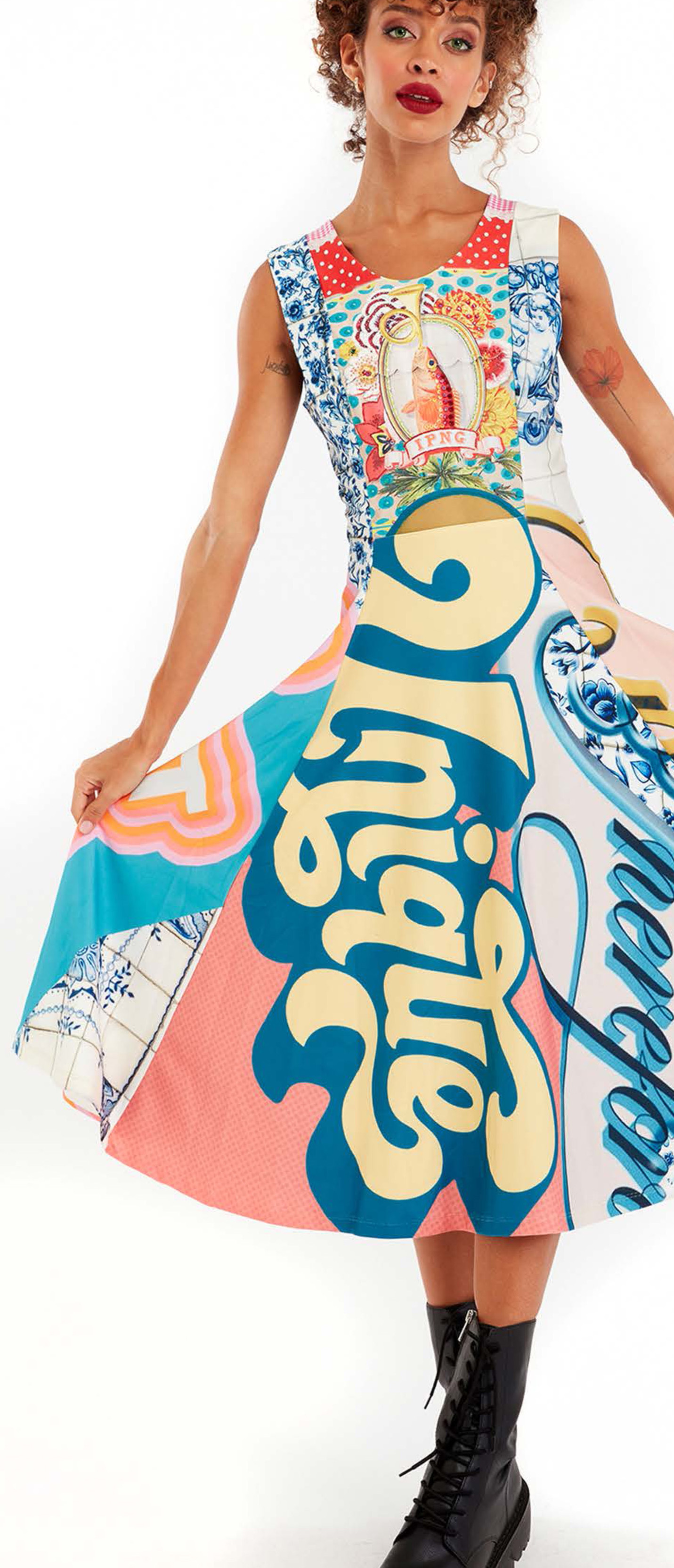 IPNG: Ocean Washed Tiled Illusion Midi Zip Dress (Some Ship Immed!) IPNG_OWTDZ-092