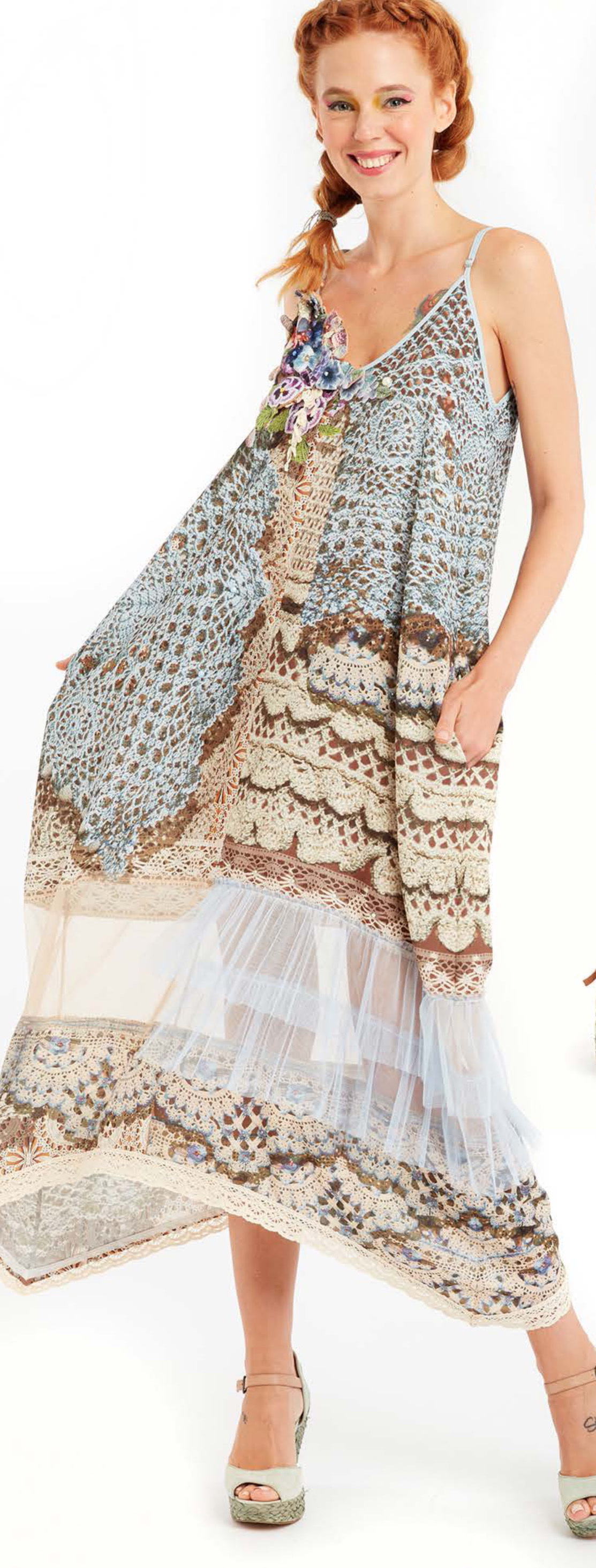 IPNG: Feelin Bloomy Knit Illusion V Cut Pocket Maxi Dress (Ships Immed, 1 Left!) IPNG_FBDVN-031