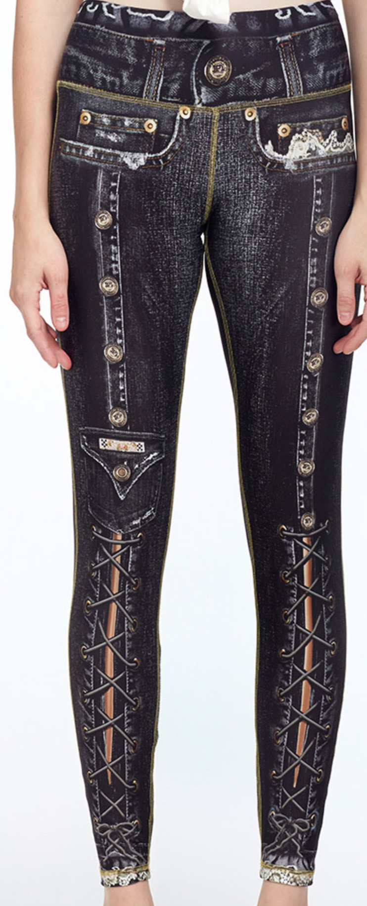 IPNG: Love Me Criss Cross Denim Illusion Legging (Some Ship Immed!) IPNG_BSCL-006_BLACK