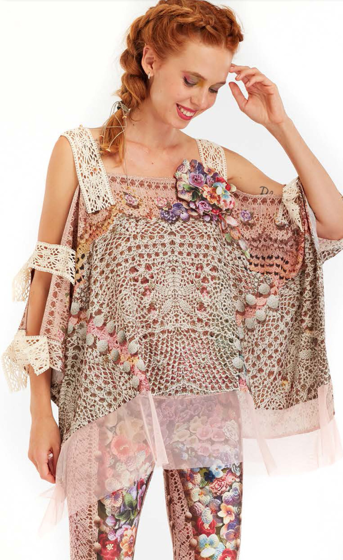 IPNG: Feelin Bloomy Knit Illusion Shawl Blouse IPNG_FBSB-038