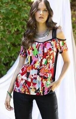 Maloka: Fashion Show Abstract Art Cold Shoulder Top (More Colors!)