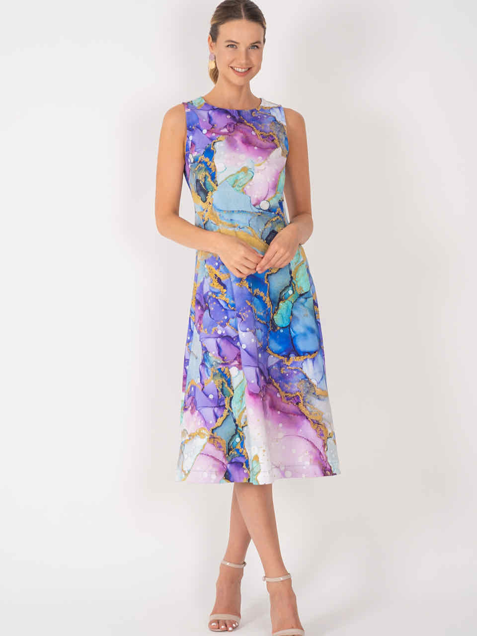 Simply Art Dolcezza: Moody Mermaid Bubble Abstract Art Midi Dress SOLD OUT