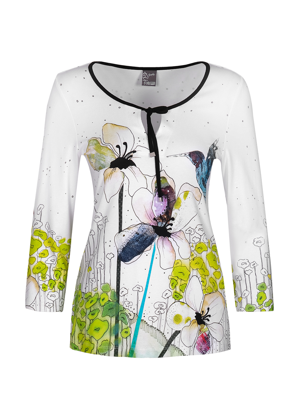 Simply Art Dolcezza: Flowers And A Hummingbird Keyhole Tunic Dolcezza_SimplyArt_22752