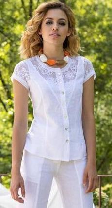 Maloka: Flower Lace Linen Buttoned Down Top (Only in Mango!) MK_AVA_MANGO