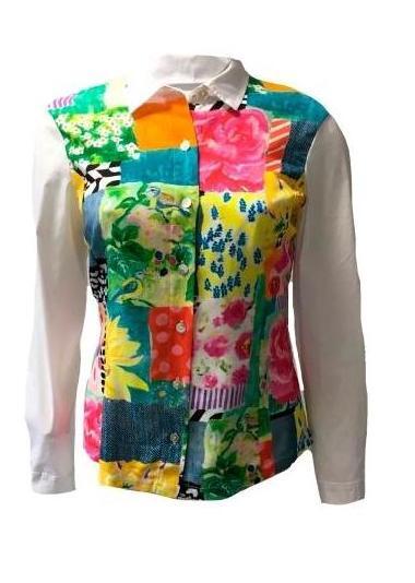 Maloka: Patchwork Of Sunflowers Cutout Buttoned Down Shirt