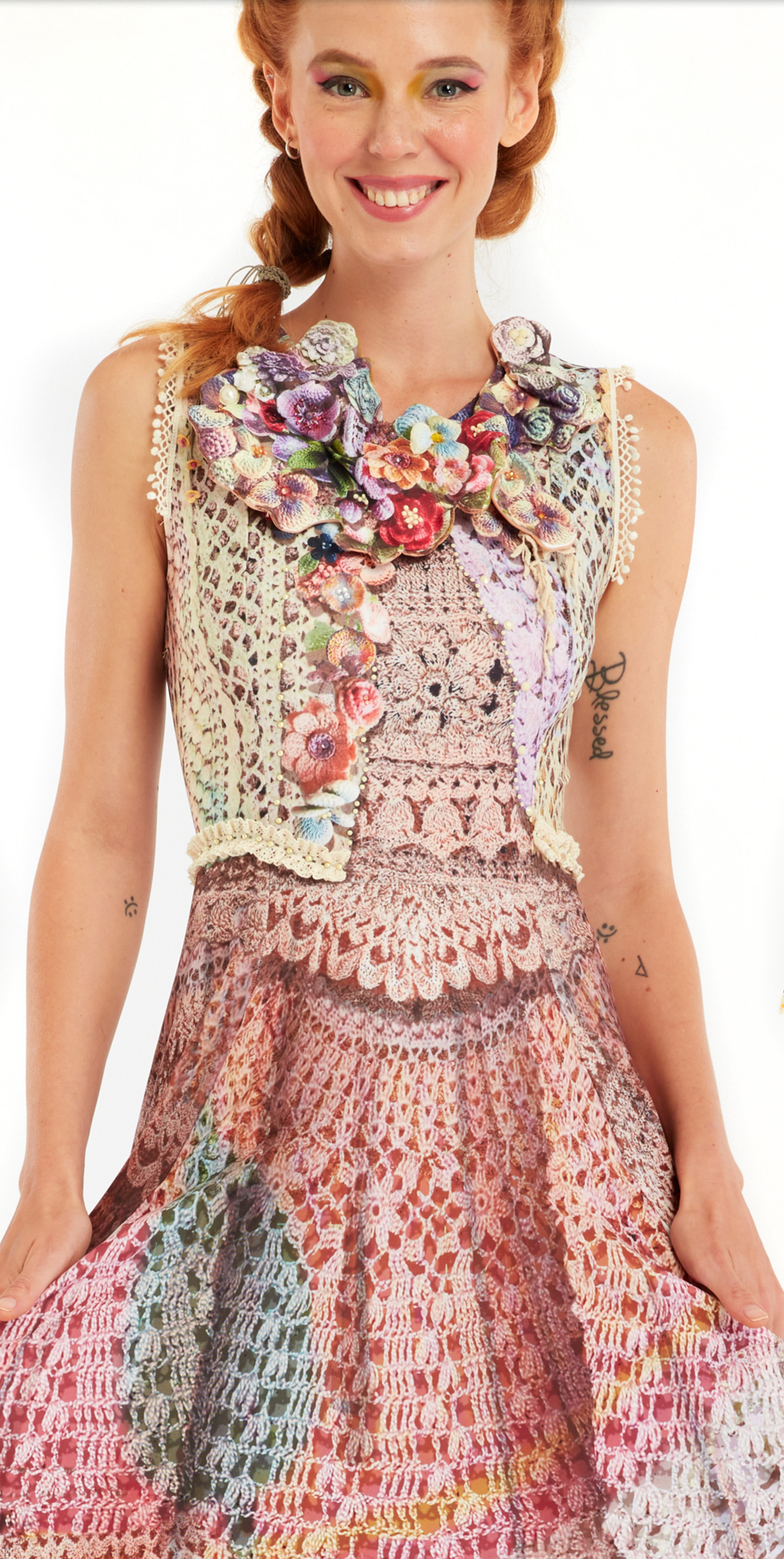 IPNG: Feelin' Bloomy Knit Illusion Zip Dress (Some Ship Immed!)