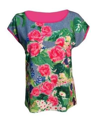 Maloka: Pink Patch Of Roses Art Top (Few Left!)