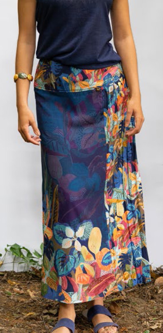 Paul Brial: Tropical Hearts Overlay Designed Maxi Skirt
