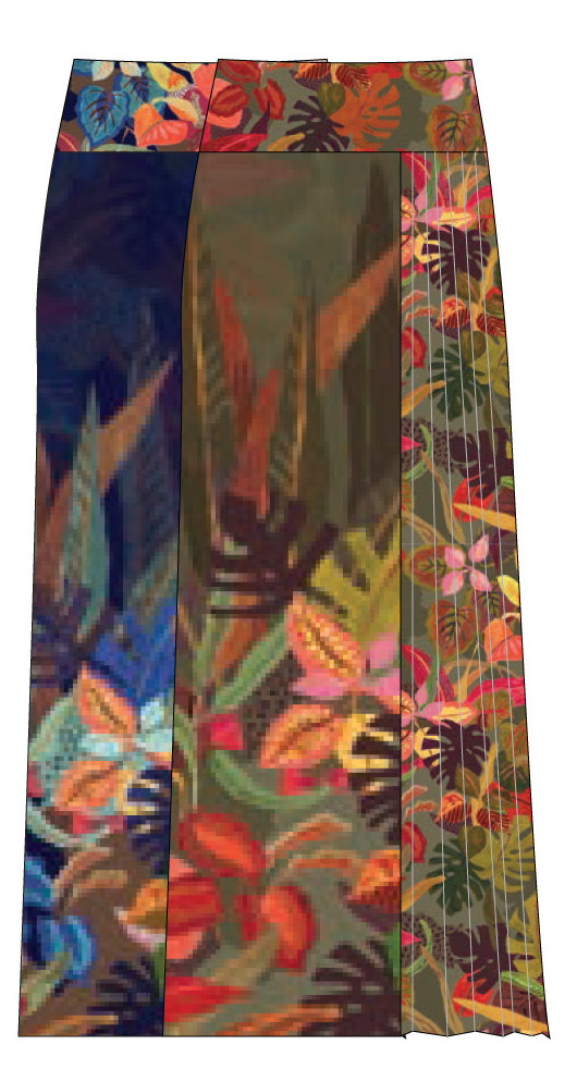 Paul Brial: Tropical Hearts Overlay Designed Maxi Skirt
