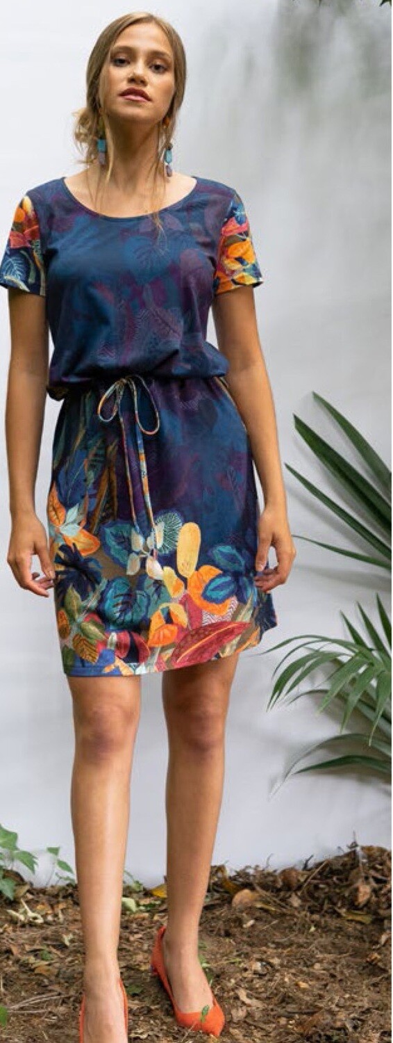 Paul Brial: Tropical Hearts Overlay Pull Tied Dress (1 Left!)
