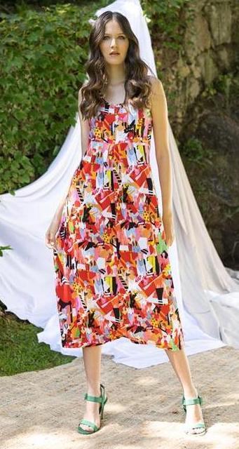 Maloka: On The Runway Abstract Art Flare Maxi Dress MK_SALTO