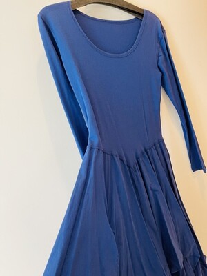 Luna Luz: Tied & Dyed Long Sleeve Dress (Ships Immed in Electric Blue!)
