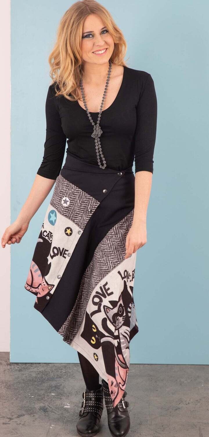 Anatopik: Catwoman City Art Asymmetrical Tweed Skirt