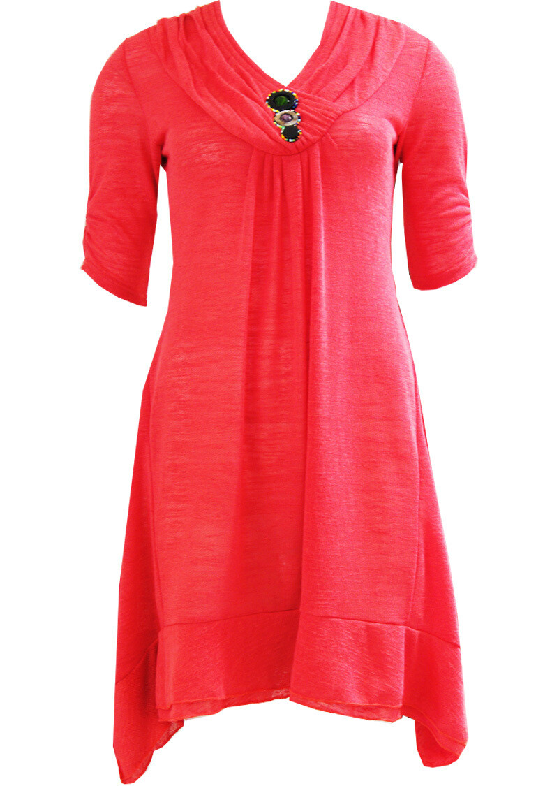 Double Jeu Paris: Crazy Coral Asymmetrical Tunic/Mini Dress SOLD OUT