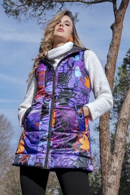 Simply Art Dolcezza: Digital Geometry Hooded Abstract Art Long Vest