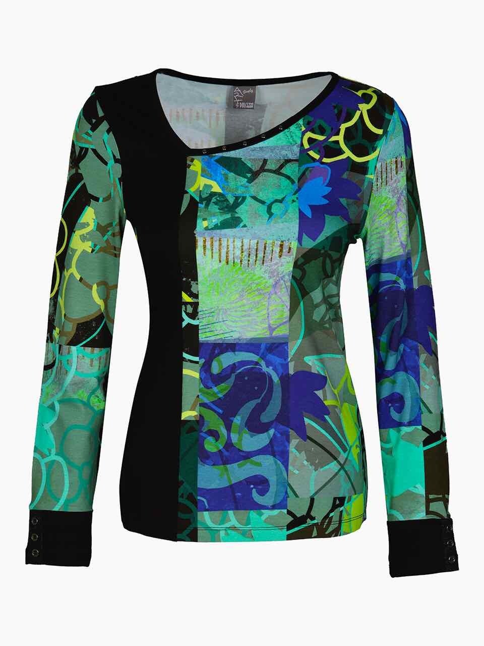 Simply Art Dolcezza: Digital Geometry Green Asymmetrical Top SOLD OUT