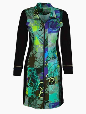 Simply Art Dolcezza: Digital Geometry Green Zip Dress